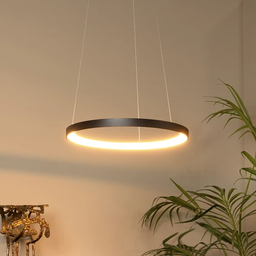 Lucide VIDAL - Pendelleuchten - Ø 58 cm - LED Dim. - 1x48W 2700K - Schwarz - Atmosphäre 1